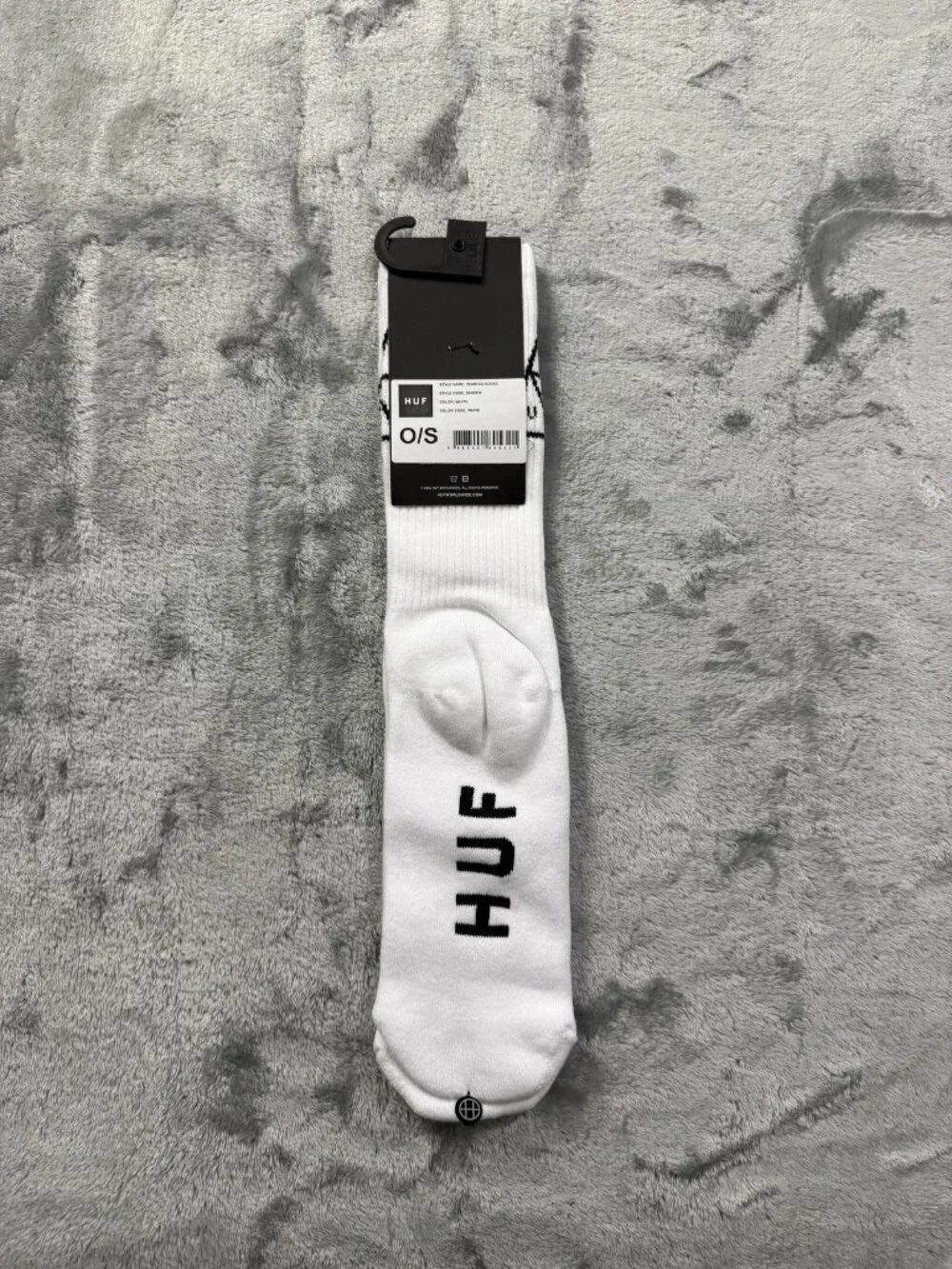 New HUF Team OG Socks Men's One Size White Crew Triangle Logo Skate Skateboard